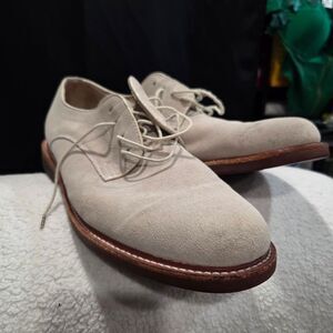 Lands' End Suede Oxford Derby Dress Shoe 10D Light Beige Khaki Stone Casual